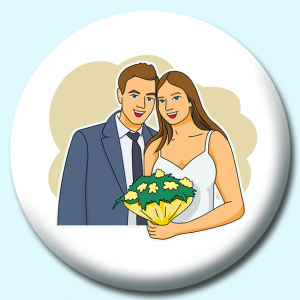 Personalised Badge: 38mm Bridge Groom Smiling Button Badge. Create your own custom badge - complete the form and we will create your personalised button badge for you.