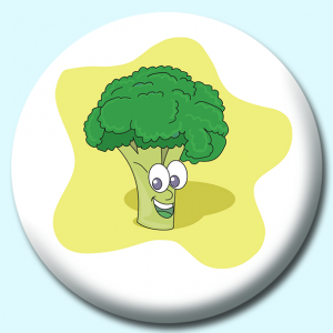 Personalised Badge: 38mm Brocholli Cartoon Button Badge. Create your own custom badge - complete the form and we will create your personalised button badge for you.