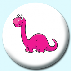 Personalised Badge: 25mm Brontosaurus Cartoon Button Badge. Create your own custom badge - complete the form and we will create your personalised button badge for you.