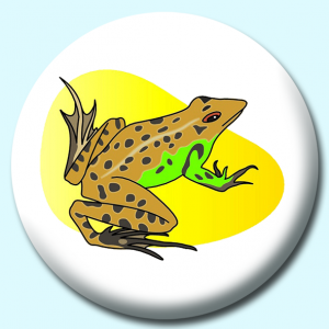 Personalised Badge: 38mm Brown Frog Button Badge. Create your own custom badge - complete the form and we will create your personalised button badge for you.