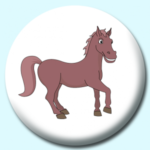 Personalised Badge: 38mm Brown Horse Button Badge. Create your own custom badge - complete the form and we will create your personalised button badge for you.