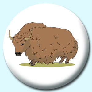 Personalised Badge: 38mm Brown Yak Button Badge. Create your own custom badge - complete the form and we will create your personalised button badge for you.
