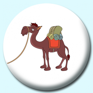 Personalised Badge: 75mm Camel Carries Pack Equipment Button Badge. Create your own custom badge - complete the form and we will create your personalised button badge for you.