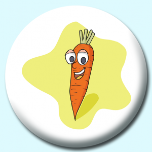 Personalised Badge: 38mm Carrot Cartoon Button Badge. Create your own custom badge - complete the form and we will create your personalised button badge for you.