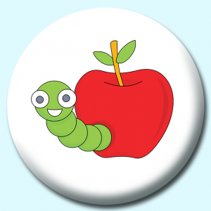 Personalised Badge: 75mm Caterpillar Inside Apple Button Badge. Create your own custom badge - complete the form and we will create your personalised button badge for you.