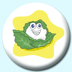 Personalised Badge: 38mm Cauliflower Character Button Badge. Create your own custom badge - complete the form and we will create your personalised button badge for you.