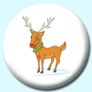 Personalised Badge: 25mm Christmas Reindeer Button Badge. Create your own custom badge - complete the form and we will create your personalised button badge for you.