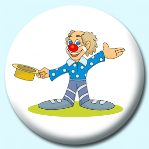 Personalised Badge: 75mm Clown Button Badge. Create your own custom badge - complete the form and we will create your personalised button badge for you.