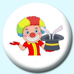 Personalised Badge: 25mm Clown Magician Button Badge. Create your own custom badge - complete the form and we will create your personalised button badge for you.