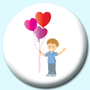 Personalised Badge: 38mm Colorful Heart Shaped Valentines Balloons Button Badge. Create your own custom badge - complete the form and we will create your personalised button badge for you.