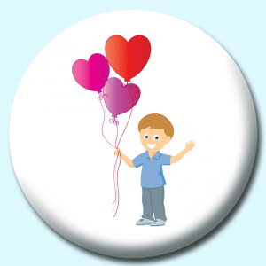 Personalised Badge: 58mm Colorful Heart Shaped Valentines Balloons Button Badge. Create your own custom badge - complete the form and we will create your personalised button badge for you.