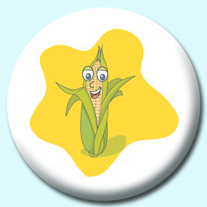 Personalised Badge: 38mm Corn Cartoon Button Badge. Create your own custom badge - complete the form and we will create your personalised button badge for you.