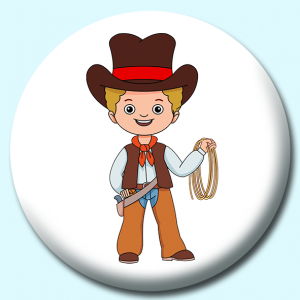 Personalised Badge: 25mm Cowboy Button Badge. Create your own custom badge - complete the form and we will create your personalised button badge for you.