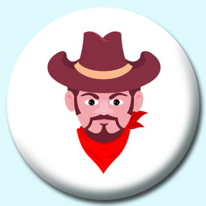 Personalised Badge: 75mm Cowboy Wearing Hat Button Badge. Create your own custom badge - complete the form and we will create your personalised button badge for you.