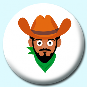 Personalised Badge: 75mm Cowboy With Beard Button Badge. Create your own custom badge - complete the form and we will create your personalised button badge for you.