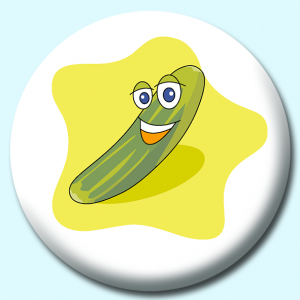 Personalised Badge: 38mm Cucumber Character Button Badge. Create your own custom badge - complete the form and we will create your personalised button badge for you.