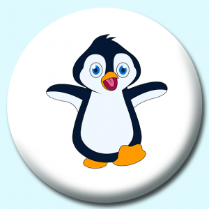 Personalised Badge: 38mm Cute Baby Penguin Button Badge. Create your own custom badge - complete the form and we will create your personalised button badge for you.
