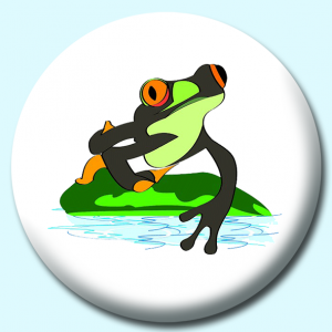 Personalised Badge: 38mm Cute Frog Button Badge. Create your own custom badge - complete the form and we will create your personalised button badge for you.