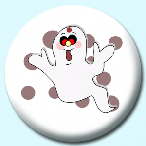 Personalised Badge: 38mm Cute Ghost Button Badge. Create your own custom badge - complete the form and we will create your personalised button badge for you.