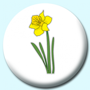 Personalised Badge: 38mm Daffodil Flower Button Badge. Create your own custom badge - complete the form and we will create your personalised button badge for you.