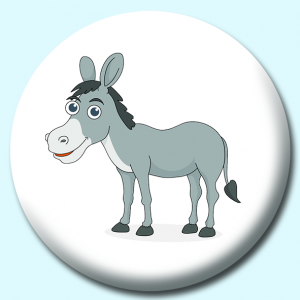 Personalised Badge: 38mm Donkey Cartoon Style Big Face Button Badge. Create your own custom badge - complete the form and we will create your personalised button badge for you.