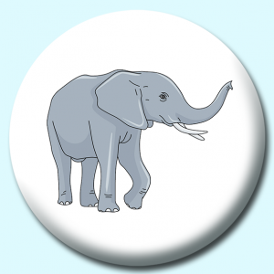 Personalised Badge: 38mm Elephant Happy Button Badge. Create your own custom badge - complete the form and we will create your personalised button badge for you.