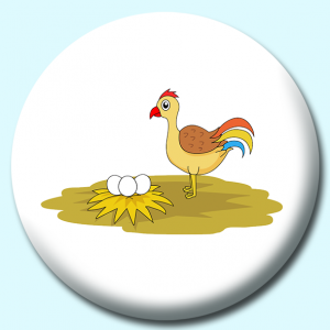Personalised Badge: 38mm Farm Animal Chicken Button Badge. Create your own custom badge - complete the form and we will create your personalised button badge for you.