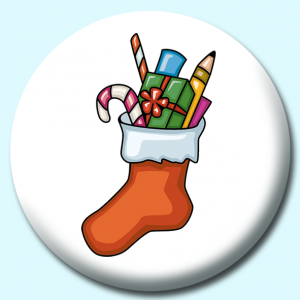 Personalised Badge: 25mm Filled Stocking Button Badge. Create your own custom badge - complete the form and we will create your personalised button badge for you.