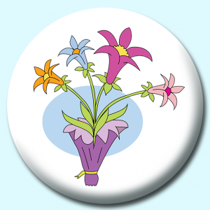 Personalised Badge: 38mm Flower Lilly Bouquet Button Badge. Create your own custom badge - complete the form and we will create your personalised button badge for you.