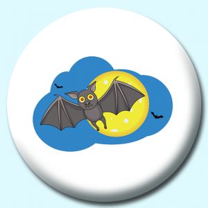 Personalised Badge: 38mm Flying Bat With Full Moon Button Badge. Create your own custom badge - complete the form and we will create your personalised button badge for you.