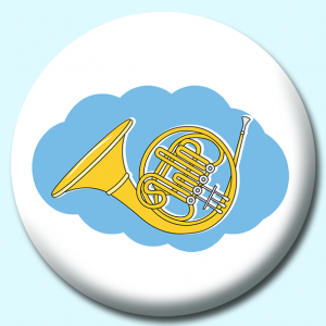 Personalised Badge: 38mm French Horn Brass Instrument Button Badge. Create your own custom badge - complete the form and we will create your personalised button badge for you.