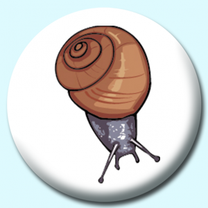Personalised Badge: 38mm Garden Snail Button Badge. Create your own custom badge - complete the form and we will create your personalised button badge for you.
