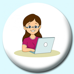 Personalised Badge: 38mm Girl Student Button Badge. Create your own custom badge - complete the form and we will create your personalised button badge for you.