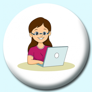 Personalised Badge: 75mm Girl Student Button Badge. Create your own custom badge - complete the form and we will create your personalised button badge for you.