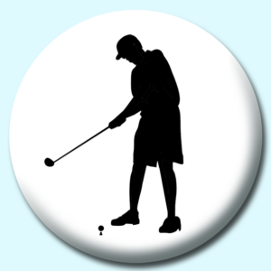 Personalised Badge: 25mm Golfer Teeing Off Button Badge. Create your own custom badge - complete the form and we will create your personalised button badge for you.