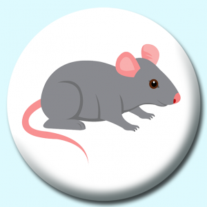 Personalised Badge: 38mm Gray Mouse Pink Ears Button Badge. Create your own custom badge - complete the form and we will create your personalised button badge for you.