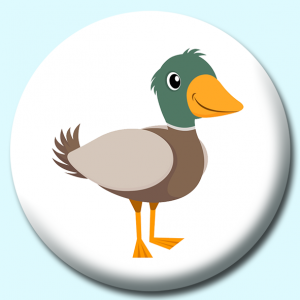 Personalised Badge: 38mm Green Brown Yellow Duck Button Badge. Create your own custom badge - complete the form and we will create your personalised button badge for you.