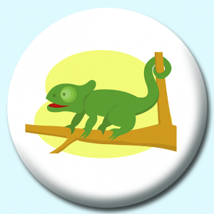 Personalised Badge: 38mm Green Chameleon Reptile Button Badge. Create your own custom badge - complete the form and we will create your personalised button badge for you.