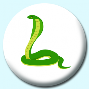Personalised Badge: 38mm Green Cobra Snake Button Badge. Create your own custom badge - complete the form and we will create your personalised button badge for you.