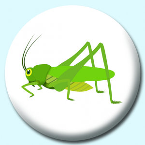 Personalised Badge: 38mm Green Grasshopper Insect Button Badge. Create your own custom badge - complete the form and we will create your personalised button badge for you.