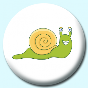 Personalised Badge: 38mm Green Snail Cartoon Button Badge. Create your own custom badge - complete the form and we will create your personalised button badge for you.