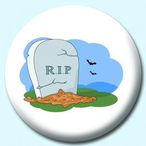 Personalised Badge: 75mm Halloween Rip Graveyard Button Badge. Create your own custom badge - complete the form and we will create your personalised button badge for you.