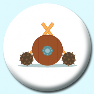 Personalised Badge: 38mm Hammer And Shield Vikings Button Badge. Create your own custom badge - complete the form and we will create your personalised button badge for you.