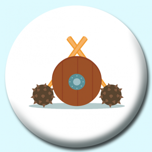 Personalised Badge: 58mm Hammer And Shield Vikings Button Badge. Create your own custom badge - complete the form and we will create your personalised button badge for you.