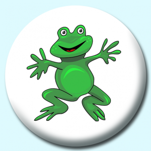 Personalised Badge: 38mm Happy Frog Button Badge. Create your own custom badge - complete the form and we will create your personalised button badge for you.