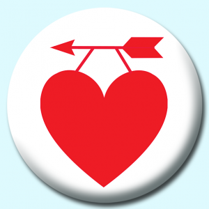 Personalised Badge: 38mm Heart Hanging On An Arrow Button Badge. Create your own custom badge - complete the form and we will create your personalised button badge for you.