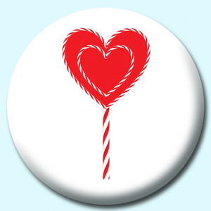 Personalised Badge: 38mm Heart Shaped Candy Button Badge. Create your own custom badge - complete the form and we will create your personalised button badge for you.