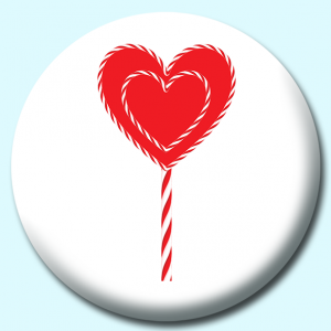 Personalised Badge: 58mm Heart Shaped Candy Button Badge. Create your own custom badge - complete the form and we will create your personalised button badge for you.