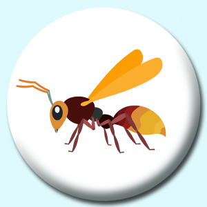 Personalised Badge: 38mm Hornet Insect Illustration Button Badge. Create your own custom badge - complete the form and we will create your personalised button badge for you.