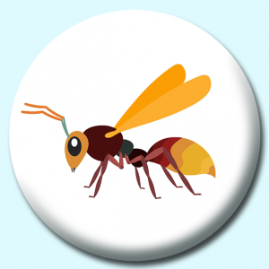 Personalised Badge: 58mm Hornet Insect Illustration Button Badge. Create your own custom badge - complete the form and we will create your personalised button badge for you.